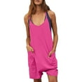 thumbnail image 1 of Baqcunre Rompers for Women 2023 Sleeveless Rompers Loose Spaghetti Strap Shorts Jumpsuit with Pockets Pants for Women Jumpsuits for Women Overalls for Women Loose Fit Womens Clothes Watermelon red M, 1 of 4