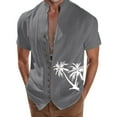 thumbnail image 1 of Baqcunre Shirts For Men Beach Holiday Shirt Mens Cuff Button Stand Collar Shirt Hawaiian Shirt For Men Tops For Men Grey XXL, 1 of 4