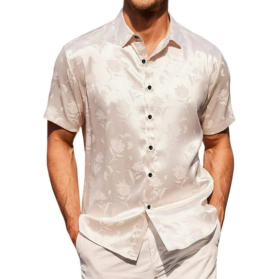 Baqcunre Shirts For Men Mens Cotton Button Long Sleeve Summer Beach Casual Chablis Shirt Men'S Polo Shirts Tops For Men Beige XXL