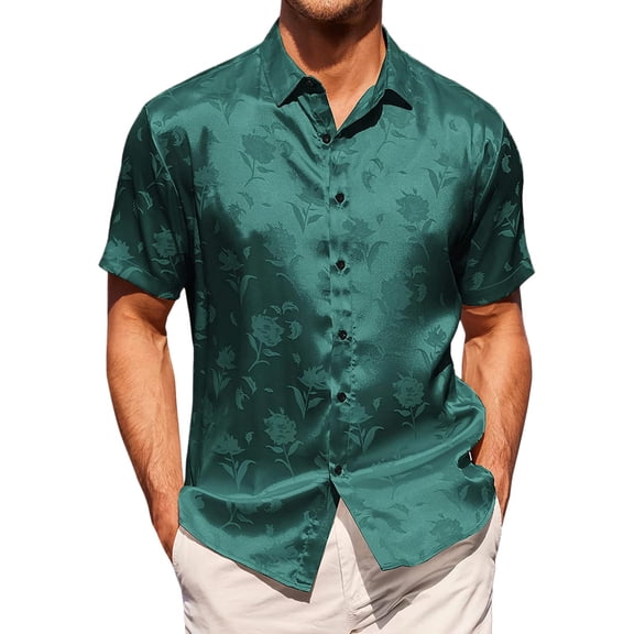Baqcunre Shirts For Men Mens Cotton Button Long Sleeve Summer Beach Casual Chablis Shirt Men'S Polo Shirts Tops For Men Green M