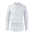 thumbnail image 1 of Baqcunre Shirts For Men Mens Fashion Simple Casual Collar Half Open Shirt Border Mens Long Sleeved Shirt Men'S Polo Shirts Tops For Men White 3XL, 1 of 2