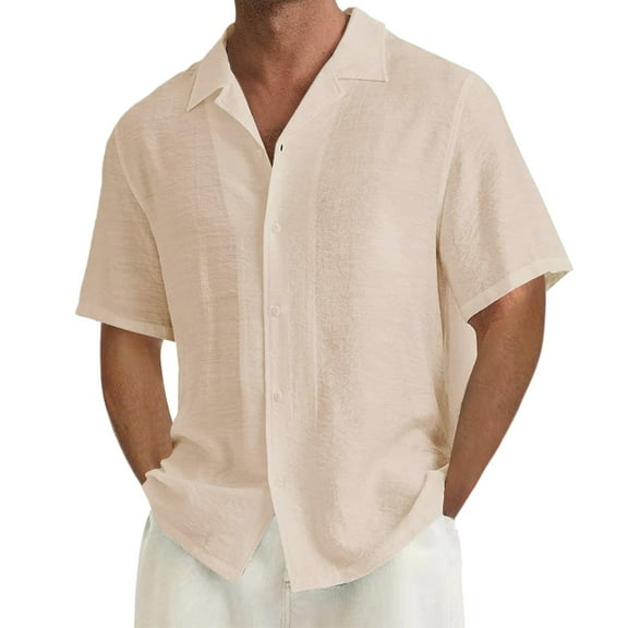 Baqcunre Shirts For Men Summer Men'S Short Sleeve Cardigan Shirt Beach Casual Shirt Men'S Polo Shirts Tops For Men Khaki 3XL