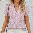 thumbnail image 1 of Baqcunre Shirts For Women Button Up Short Sleeve Digital Print Party Summer Rayon Shirt Womens Blouses Womens Tops Red XL, 1 of 8