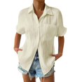 thumbnail image 1 of Baqcunre Shirts For Women Women's Summer Solid Color Loose Plus Size Long Cotton Texture Dress Shirt Top Womens Jacket Plus Size Tops Beige L, 1 of 4