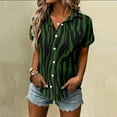 thumbnail image 1 of Baqcunre Shirts For Women Womens Spring Summer Printed Short Sleeve V Neck Shirt Top Blouse Womens Blouses Womens Tops Green L, 1 of 5