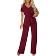 thumbnail image 1 of Baqcunre Short Sleeved Hollowed Out Off Shoulder Jumpsuit with Lace Up Jumpsuit,Size XXL,One Piece Jumpsuit,Womens Jumpsuit,Jumpsuits for Women Casual,Women's Pants,Women Clothing,Red, 1 of 5