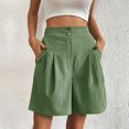 thumbnail image 1 of Baqcunre Shorts For Women,Ladies Summer Color Casual Loose High Waist Button Wide Leg Shorts,Womens Fashion,Wide Leg Pants Woman,Pants For Women,Womens Clothes,Mint Green,S, 1 of 3