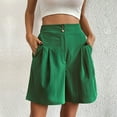 thumbnail image 1 of Baqcunre Shorts For Women,Ladies Summer Color Casual Loose High Waist Button Wide Leg Shorts,Womens Fashion,Wide Leg Pants Woman,Pants For Women,Womens Clothes,Green,S, 1 of 3