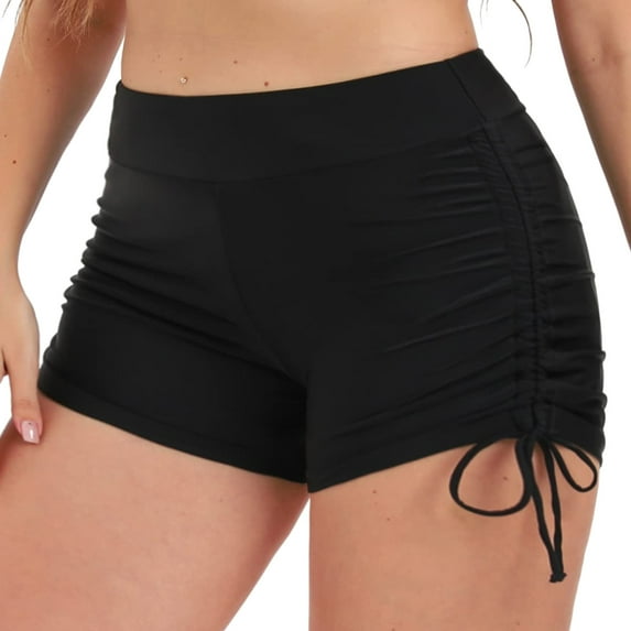 Baqcunre Shorts for Women,Plus Size Solid&Print Hight Waist Brazilian Bikini Bottom Swimwear Briefs Beachwear Gym Shorts Women,Workout Shorts Women Women's Pants Black M-3XL