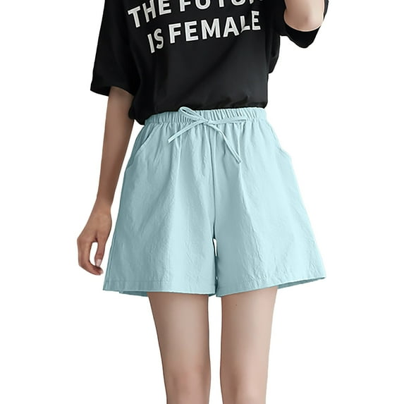 Baqcunre Shorts for Women Womens Casual Drawstring Sweat Shorts Elastic Waist Running Workout Shorts with Pockets Gym Shorts Women Lounge Shorts Women