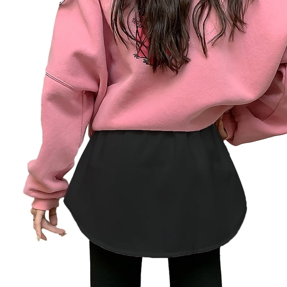 Baqcunre Skirt Extenders for Women, Women's Mini Adjustable Half Shirt Extender Removable Layering Half Length Underskirt with Buttons, Shirt Extenders for Women 1PC False Hemline Black S