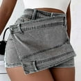 thumbnail image 1 of Baqcunre Skirts for Women Juniors Jean Shorts Stretchy Mid Waisted Denim Shorts Casual Summer Hot Shorts Womens Jeans Mini Skirt Jean Skirt Womens Clothes Grey S, 1 of 3