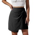 thumbnail image 1 of Baqcunre Skirts for Women Women's High Waist Cotton Short Skirt New Solid Color Zipper Irregular Half Skirt Mini Skirt Women's Skirts Black M(Hot), 1 of 5