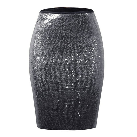Baqcunre Solid Color Sequins Fashion High Waist Slim Hip Casual Half Body Skirt Women'S Skirts Sequin Skirt Mini Skirt Women Clothing Skirts For Women,Color Silver,Size XL
