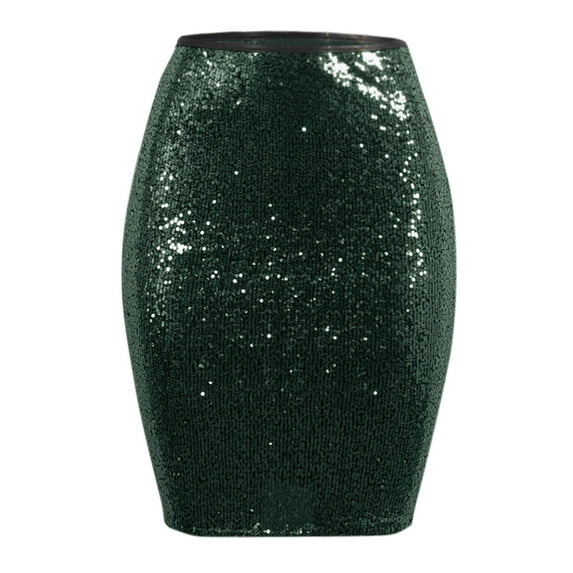 Baqcunre Solid Color Sequins Fashion High Waist Slim Hip Casual Half Body Skirt Women'S Skirts Sequin Skirt Mini Skirt Women Clothing Skirts For Women,Color Green,Size S