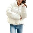 thumbnail image 1 of Baqcunre Solid Color Winter Thickened Down Zipper Long Sleeve Pocket Jacket Womens Coats Fleece Jacket Women Winter Jackets For Women,Women Clothing Coats For Women,Color White,Size 2XL, 1 of 4