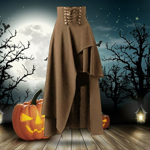 Baqcunre Steampunk Gothic Clothing Vintage Cotton Black Lace Skirts Women'S Skirts Skirts For Fall 2023 Long Skirt Women Clothing Skirts For Women,Color Khaki,Size 2XL
