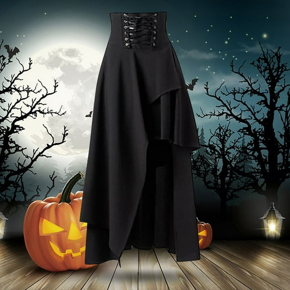 Baqcunre Steampunk Gothic Clothing Vintage Cotton Black Lace Skirts Women'S Skirts Skirts For Fall 2023 Long Skirt Women Clothing Skirts For Women,Color Black,Size L