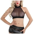 thumbnail image 1 of Baqcunre Sticky Bra Mesh Women'S Casual Sheer Shirt See-Through Crop Sleeve T Short Tops Bras For Women No Underwire Black 3XL, 1 of 7