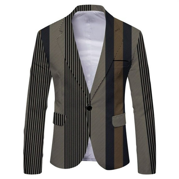 Baqcunre Suits For Men Men'S Striped Plaid Printed Spring And Suit Top Coat Fashionable Trend Casual And Comfortable Blazer For Men Tops For Men Dark Gray XL