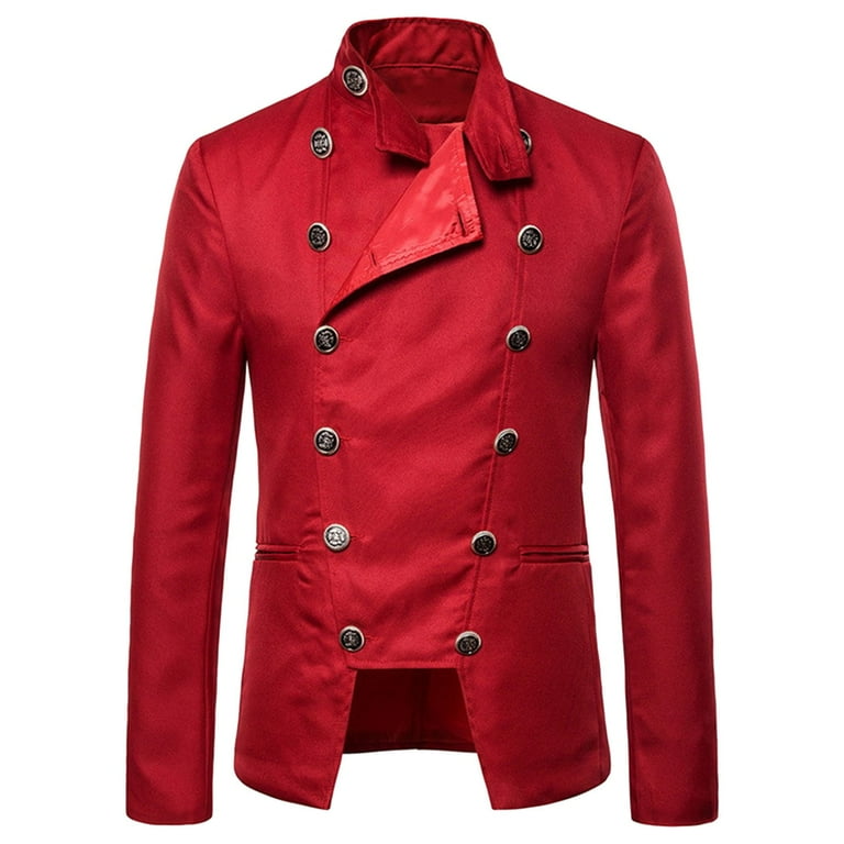 Baqcunre Suits For Men Mens Retro Punk Gothic Suit Jacket Double Breasted Wedding Suit Jacket Stage Performance Costumes Blazer For Men Tops For Men Red L Walmart