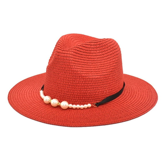 Baqcunre Sun Hats for Women, Spring And Summer Pearl Accessories Sun Hat Black Flat Brim Retro Jazz Top Hat Womens Hat, Sun Hats for Men, Baby Sun Hat