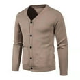 thumbnail image 1 of Baqcunre Sweaters For Men Mens Casual Button Solid V Neck Slim Fit Warm Sweater Cardigan Coat Mens Winter Coats Tops For Men Khaki 3XL, 1 of 2
