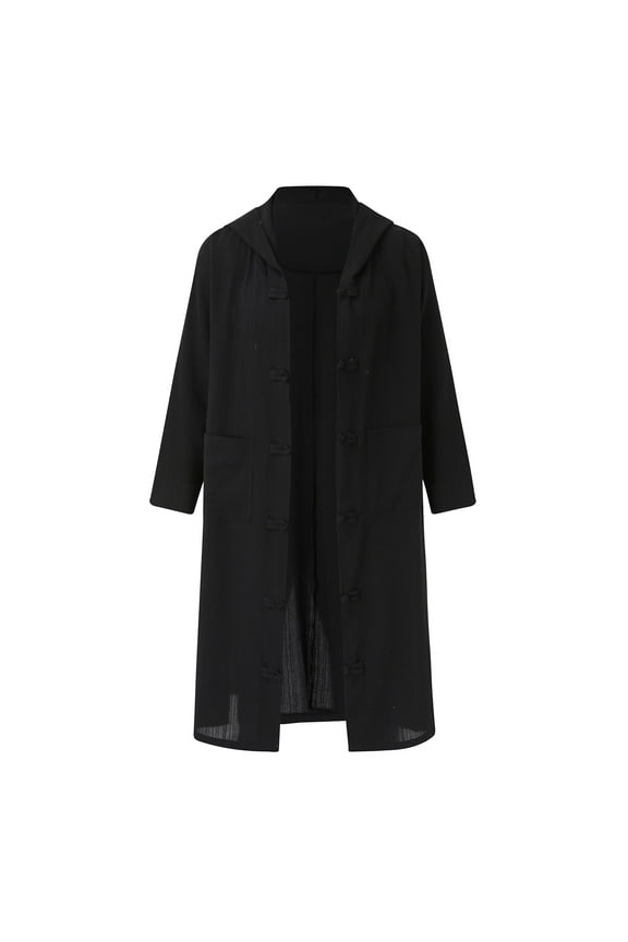 Sweaters For Men Mens Hooded Long Trench Coat Japanese Retro Loose Ancient Coat Mens Winter Coats Tops For Men Black 3XL