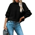 thumbnail image 1 of Baqcunre Sweaters For Women Ladies Fall Winter Wool Knit Round Neck High Neck Loose Version Suitable For Daily Work Wear To Party Wear Lohas Time Sweater Crop Tops Fall Outfits Women Trendy Black L, 1 of 7