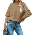 thumbnail image 1 of Baqcunre Sweaters For Women Ladies Fall Winter Wool Knit Round Neck High Neck Loose Version Suitable For Daily Work Wear To Party Wear Lohas Time Sweater Crop Tops Fall Outfits Women Trendy Khaki L, 1 of 7