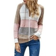 thumbnail image 1 of Baqcunre Sweaters For Women Plus Size Women'S Long Sleeved Cardigan Sweater Striped Hole Hooded Sweater Jacket Hooded Cardigan For Women Womens Fall Fashion 2023 Pink L, 1 of 4
