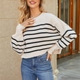 thumbnail image 1 of Baqcunre Sweaters For Women Women'S Autumn/Winter Round Neck Long Sleeve Stripe Loose Short Pullover Sweater Hoodies For Women Womens Fall Fashion 2023 B S, 1 of 5