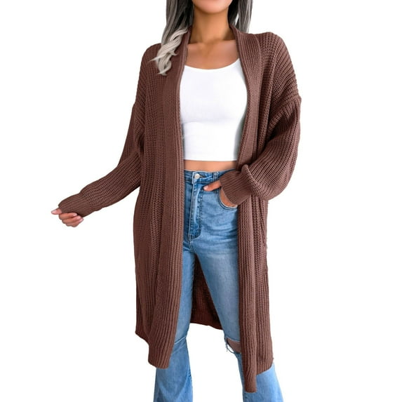 Baqcunre Sweaters For Women Women'S New Casual Versatile Long Cardigan Sweater Coat Cardigan Sweaters For Women Womens Fall Fashion 2023 Coffee L