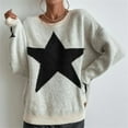 thumbnail image 1 of Baqcunre Sweaters For Women Women'S Pullover Round Neck Star Thread Temperament Personalized Sweater Knit Hoodies For Women Fall Clothes For Women 2023 Beige L, 1 of 8