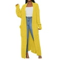 thumbnail image 1 of Baqcunre Sweaters For Women Women'S Solid Color Long Sleeved Loose Knit Sweater Outerwear Long Cardigan Womens Tops Cardigan For Women Yellow 5XL, 1 of 3