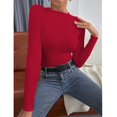 thumbnail image 1 of Baqcunre Sweaters For Women Women's Autumn And Winter Solid Color Half High Neck Pullover Long Sleeve Knitted Sweater Top Crop Tops Womens Tops Red M, 1 of 3