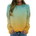 thumbnail image 1 of Baqcunre Sweaters For Women Women's Long Sleeved Round Neck Floral Print Pullover Sweater Top Crewneck Sweatshirts Plus Size Tops Yellow 4XL, 1 of 3