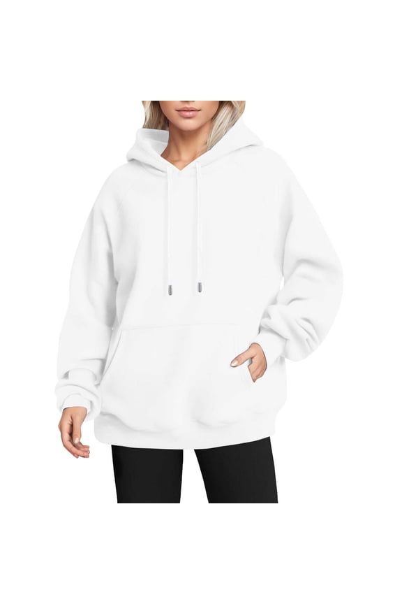 Sweaters For Women Women's Plush And Thick Raglan Sleeves D Hooded Sweater Women's Autumn And Winter New Coat Top Fleece Jacket Fall Outfits Women Trendy White S