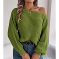thumbnail image 1 of Baqcunre Sweaters For Women Women's Solid Color Casual Cut Out One Line Neck Off Shoulder Long Sleeve Pullover Sweater Crop Tops Fall Outfits Women Trendy Green M, 1 of 7