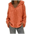 thumbnail image 1 of Baqcunre Sweaters For Women Long Sleeves Size Solid Tops Color Hood Large Sweater Fashion Women Loose Sweater Fall Clothes For Women 2023 Winter Coats For Women Orange S, 1 of 8