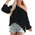 thumbnail image 1 of Baqcunre Sweaters For Women Women'S Off The Shoulder Line Neck Hollow Out Loose Knit Pullover Sweater Hoodies For Women Fall Clothes For Women 2023 Black L, 1 of 5