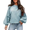 thumbnail image 1 of Baqcunre Sweaters For Women Women's 2023 Long Sleeve Crewneck Sweater Casual Solid Color Ribbed Hem Knitwear Pullover Cropped Crewneck Sweatshirts Womens Fall Tops Blue S, 1 of 6