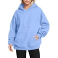 thumbnail image 1 of Baqcunre Sweaters For Women Women's Plush And Thick Raglan Sleeves D Hooded Sweater Women's Autumn And Winter New Coat Top Fleece Jacket Fall Outfits Women Trendy Blue M, 1 of 2