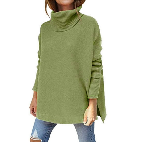 Baqcunre Sweaters For Women Womens Sweaters Turtleneck Batwing Sleeve Loose Oversized Sweaters Chunky Knitted Pullover Sweaters For Women Hoodies For Women Fall Outfits Women Trendy Green XL