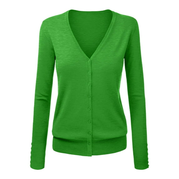 Baqcunre Sweaters for Women, Women's V Neck Cardigan Sweater Plus Jacket Solid Color Knitted Sweater Womens Tops Cardigan for Women Green 2XL