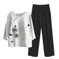 thumbnail image 1 of Baqcunre Sweatpants Women Women'S Casual Prints Button Shirt High Waist Loose Pocket Pant Two Piece Top And Bottom Set Workout Sets For Women Womens Pants White L, 1 of 3