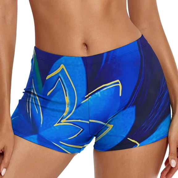 Baqcunre Swim Bottoms for Women Shorts, Womens Swimwear Ethnic Printed Bikini Bottom Swim Shorts 1Pc Swimming Shorts Blue S