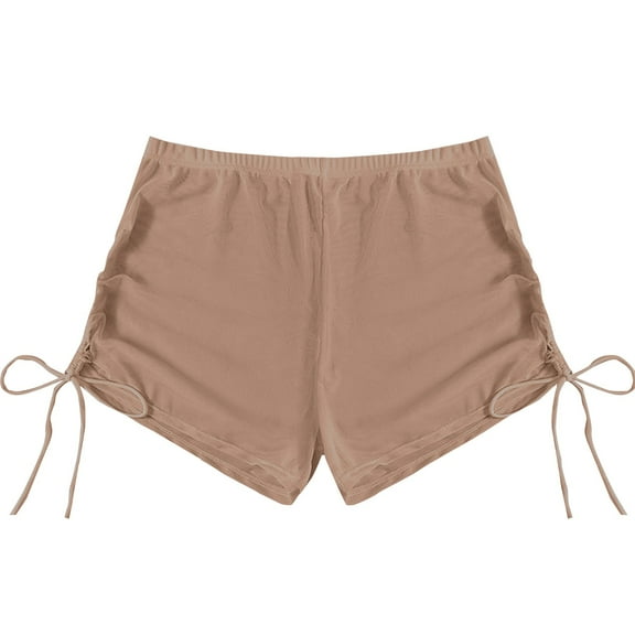 Baqcunre Swim Shorts Women, Bikini Bottoms for Women High Waist Breathable Chiffon Swim Shorts Full Coverage 2025 Summer Beach Bikini Bottoms, Women's Swimwear 1PC Khaki XS