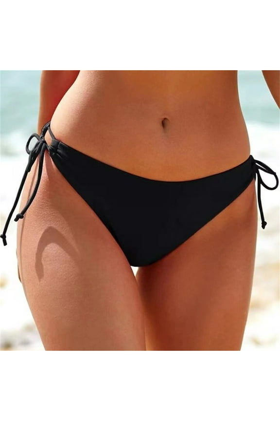 Swim Suits for Women 2024, Women String Tie Side Bikini Bottoms Moderate Coverage Swimsuit Bottom Low Waist Low Rise Bathing Suit, Tankini Swimsuits for Women, Bikini Sets for Women Black M