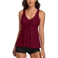 thumbnail image 1 of Baqcunre Swim Suits for Women 2024, Women Two Piece Bathing Suits Floral Print Tank Top with Boyshorts Tummy Control Swimming Suits, Two Piece Swimsuit for Women, Bikini Sets for Women Wine L, 1 of 8
